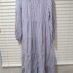 Universal Thread Lavender & White Striped Tiered Maxi Dress